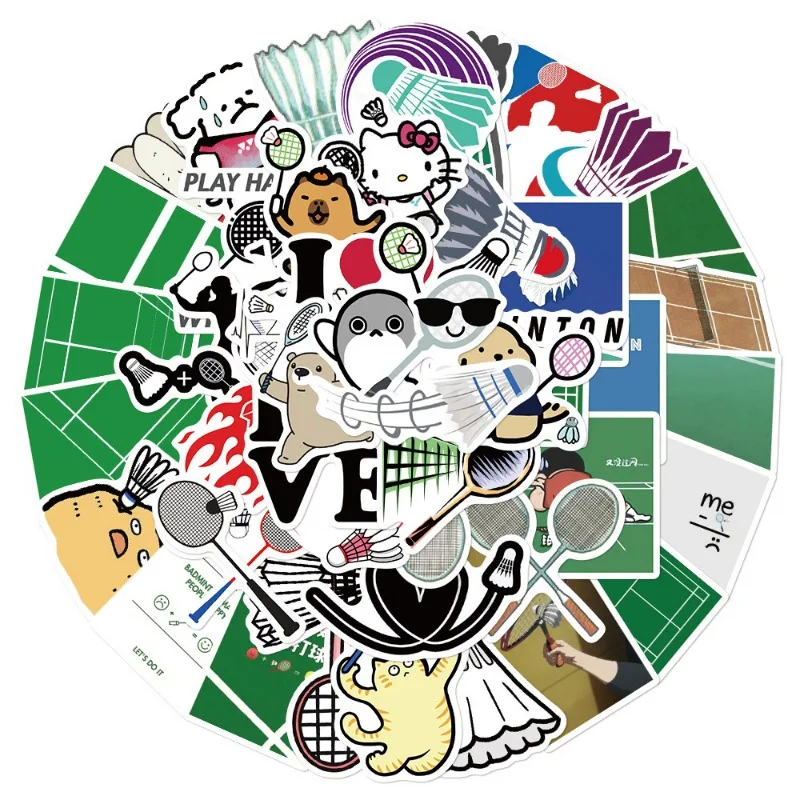 50pcs Cartoon Funny Badminton Series Graffiti Stickers Suitable for Helmet Desktop Wall Decoration DIY Sticker Pack Wholesale