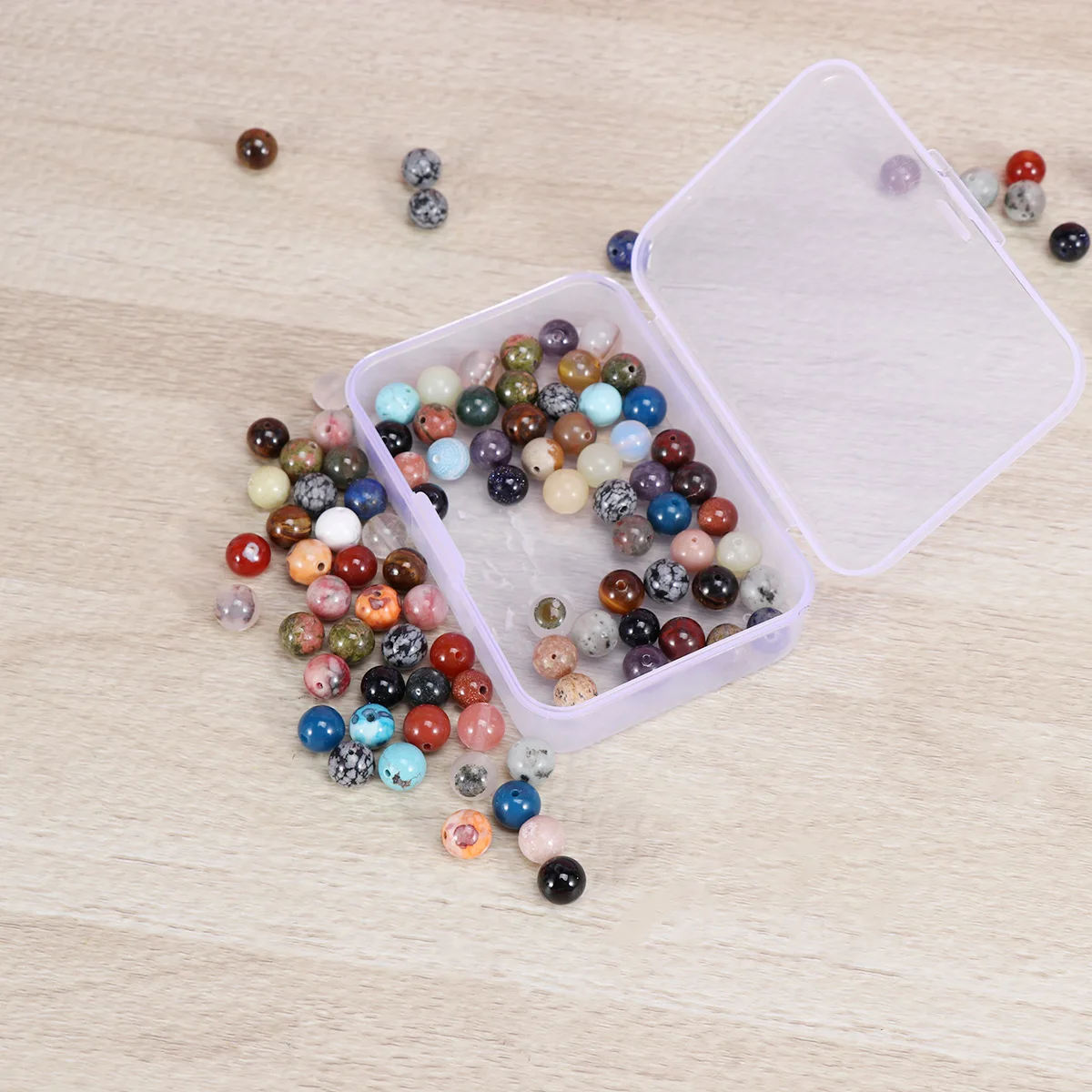 

100pcs Natural Gemstones Quartz Crystal Beads Agates for Jewelry Making Stone Round Smooth Polished Cabochons Diy Crafts