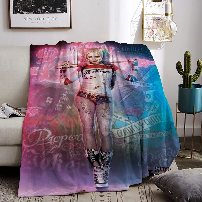 H-Harley Quinn Cute Throw Blanket Nordic Decorative Sofa Blankets for Bed Bedroom Decoration Bedspread the Fluffy Soft Fleece