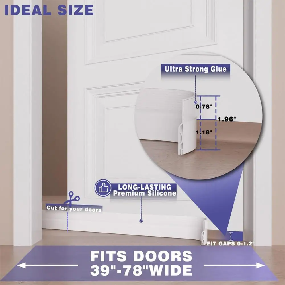 Energy Efficient Door Stopper 1m Door Bottom Sealing Strip Under-door Sweep Weather Stripping Noise Dust Blocking Windproof Door