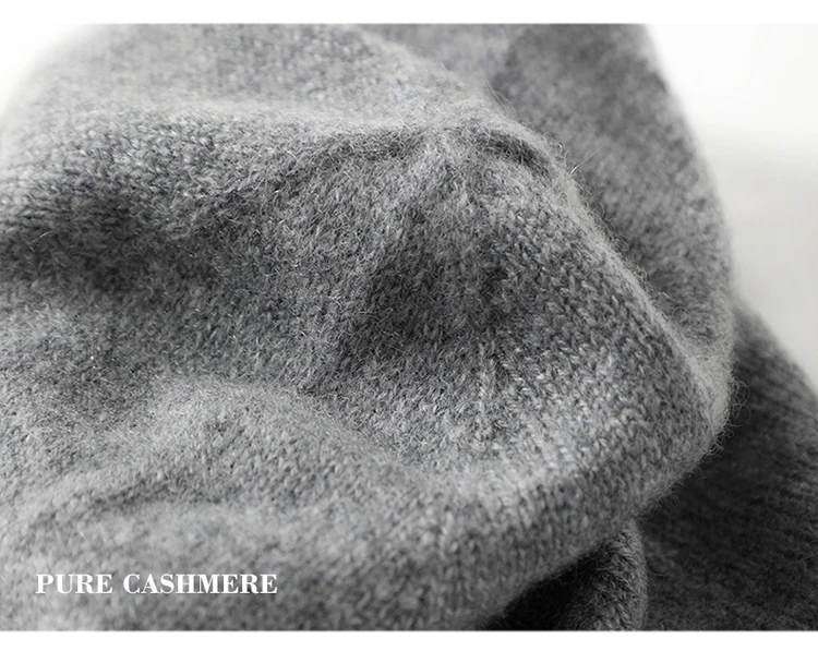 Damen-Mützen aus 100 % reinem Kaschmir, solide Kappen, gerollter Saum, lässig, Basic, weich, Herbst und Winter, echter Kaschmir, warme Schlafhaar-Mütze – Detail 12