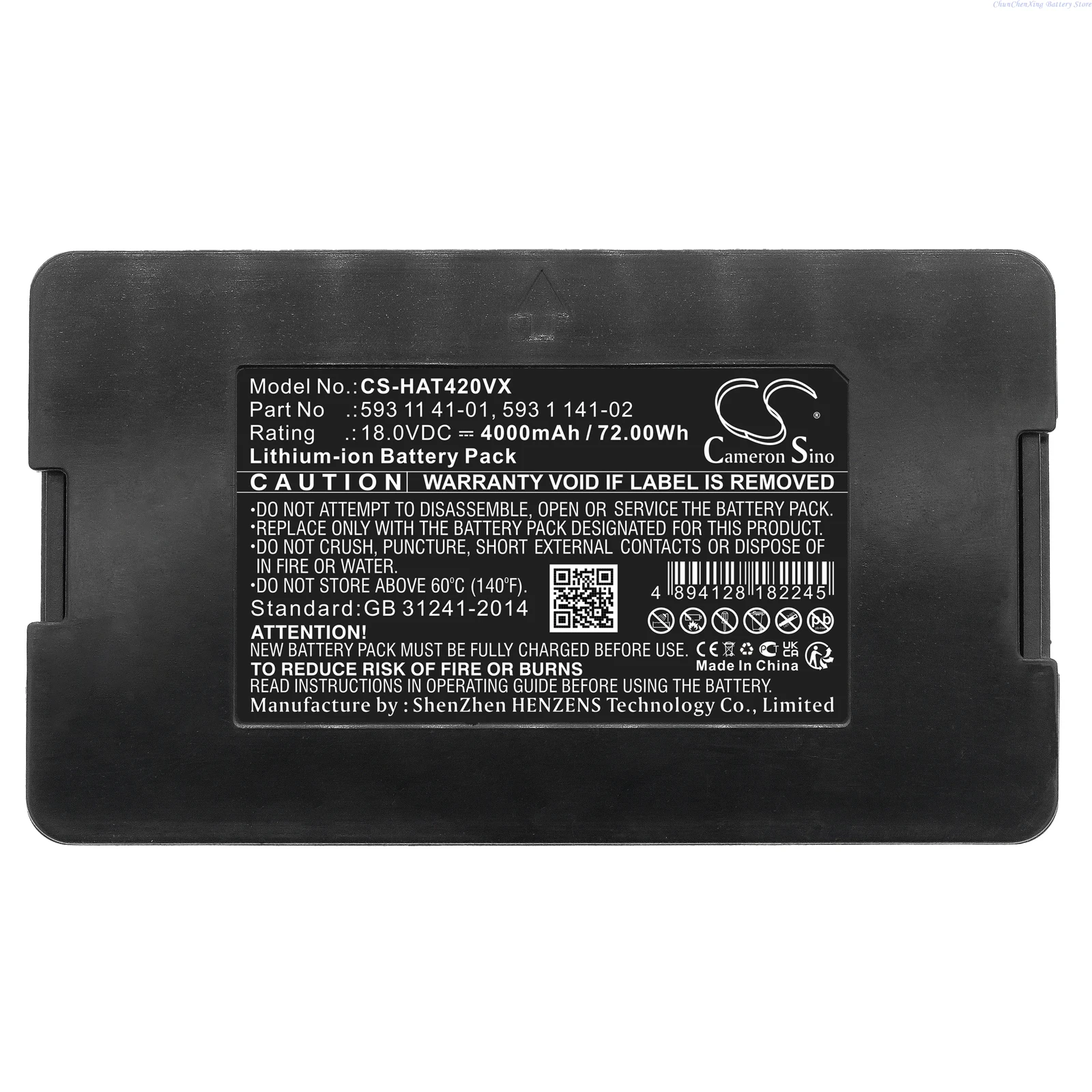 CS 4000mAh/5000mAh Battery for Husqvarna 593 11 41-0X,529 60 68-02,529 60 68-01,589 58 57-01,588 14 64-01,593 24 74-01