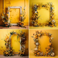 Mehofond Photography Background Yellow Wall Floral Frame Adult Birthday Wedding Maternity Portrait Decor Backdrop Photo Studio