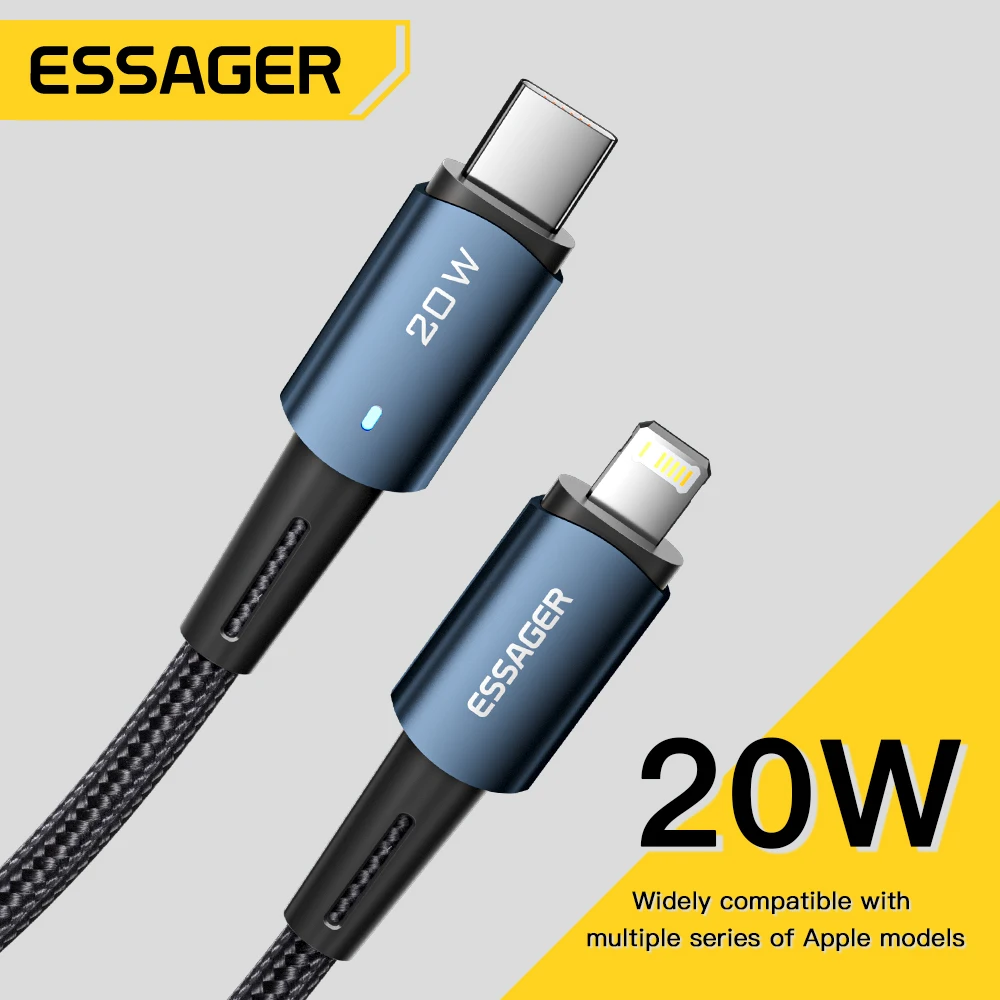 

Essager PD 20W USB Type C Cable For iphone 14 13 12 Pro Max Mini Xs Xr X 8 iPad MacBook Fast Charge Charger Lightning Wire Cord