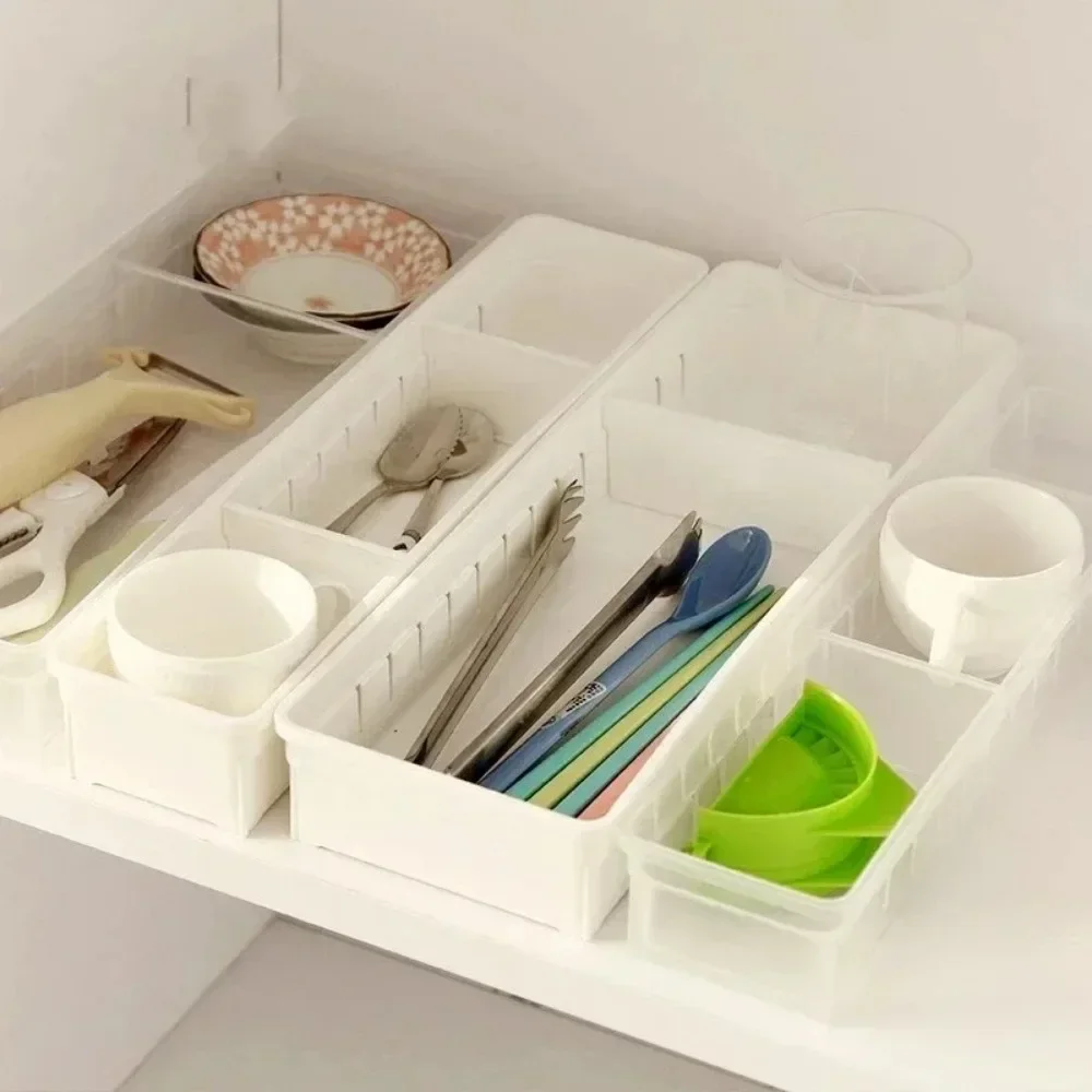 Kitchen Drawer Organizer Cutlery Storage Box Adjustable Cabinet Organizer with Divider Board Utensil Storage Box for Drawers