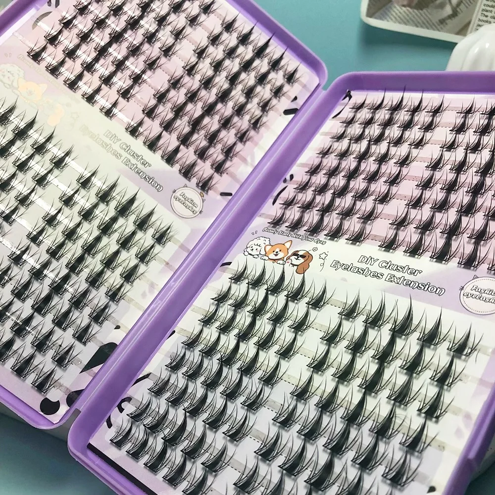 1/doos 320 Bundels Nertsen Valse Wimper Natuurlijke Russische 3D laes Individuele Wimper extension cluster make-up tool groothandel wimpers