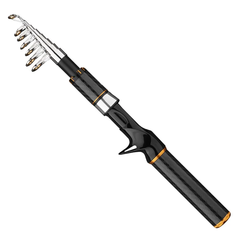 

Fishing Rod (Fishing Equipment)-Carbon Handle Black Gold Lure Rod Set,Baitcaster/Spinning Reel Ready, Short Section, Far Casting