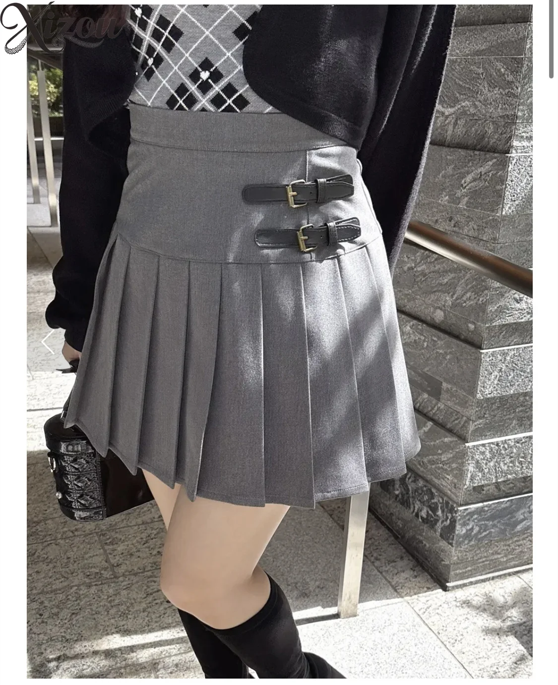 

Women School JK College Y2K High Waist Pleated Mini Scottish Plaid Lace-Up Summer Spring Streetwear Students Skirts Belt 2025