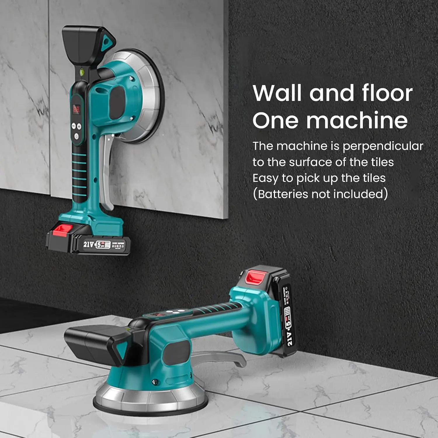 20V Vibration Leveling Machine, Battery Not Included, 10-Speed Tiling Vibrator Tool with Digital Display, Suction Cup, and Lock Mechanism for Floor, Wall, and Tile Installation