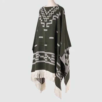 Cool Fashion Cowboy West Style Pullover Cape Unisex All Seasons Soft Acrylic Cashmere Poncho Long Wraps Overcoat Cloak Travel 4