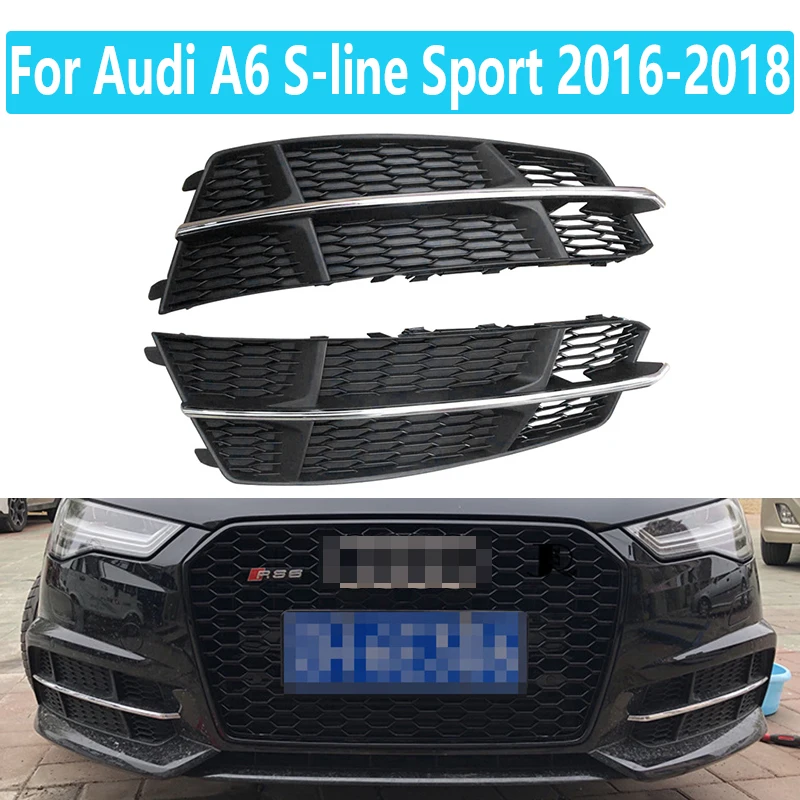 Auto Left Right Side Front Lower Bumper For Audi A6 S-line Sport 2016 2017 2018 Fog Light Grille Grill Cover Replacement