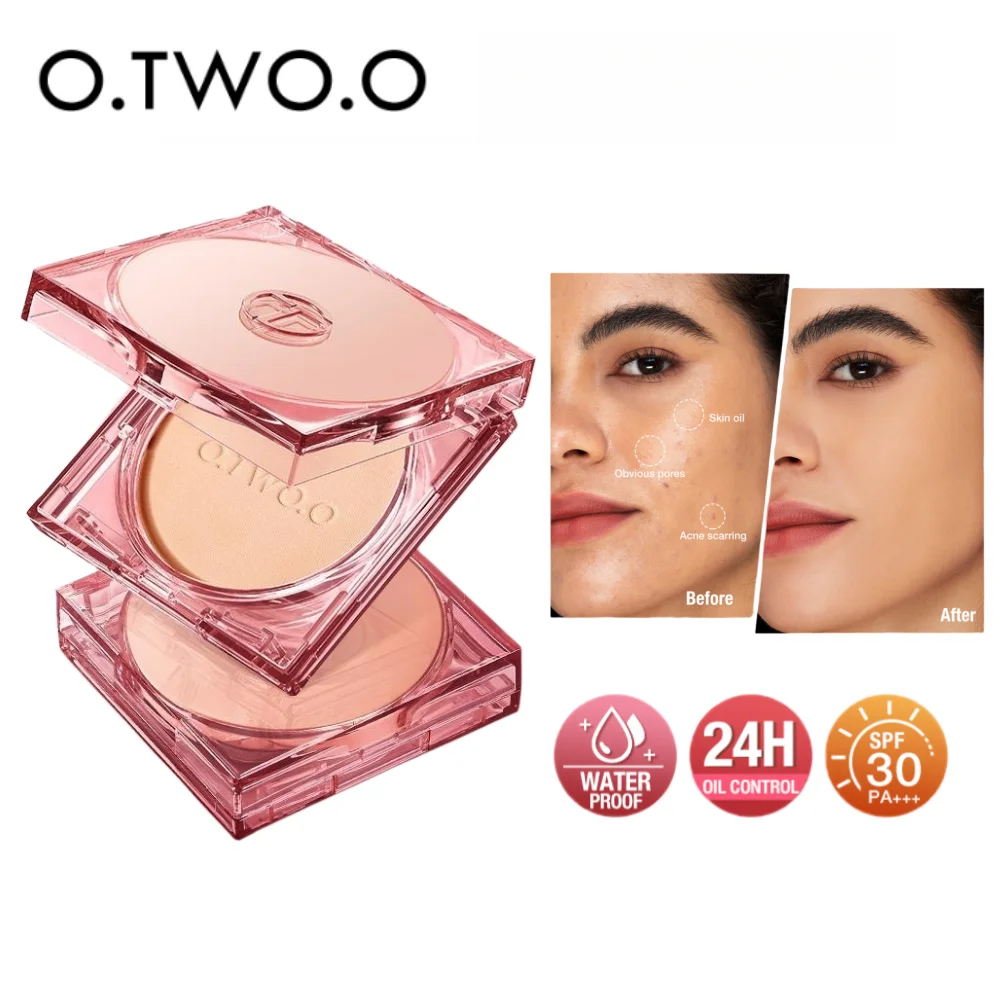 

O.TWO.O Makeup Face Powder 24 Hours Oil-control SPF 30 PA+++ Long Lasting Waterproof Matte Face Cosmetic Setting Compact Powder