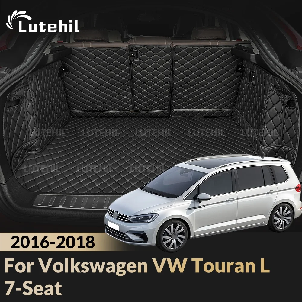 Kofferraummatte für Volkswagen VW Touran L 7-Sitzer 2016-2018, Kofferraumteppich mit Rückenlehnen-Schutz, Laderaum-Matten Zubehör