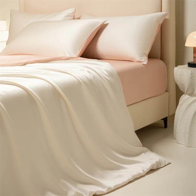 Summer Tencel bed four-piece light luxury high-end ice silk bed sheet bedspread quilt cover mattress bedding