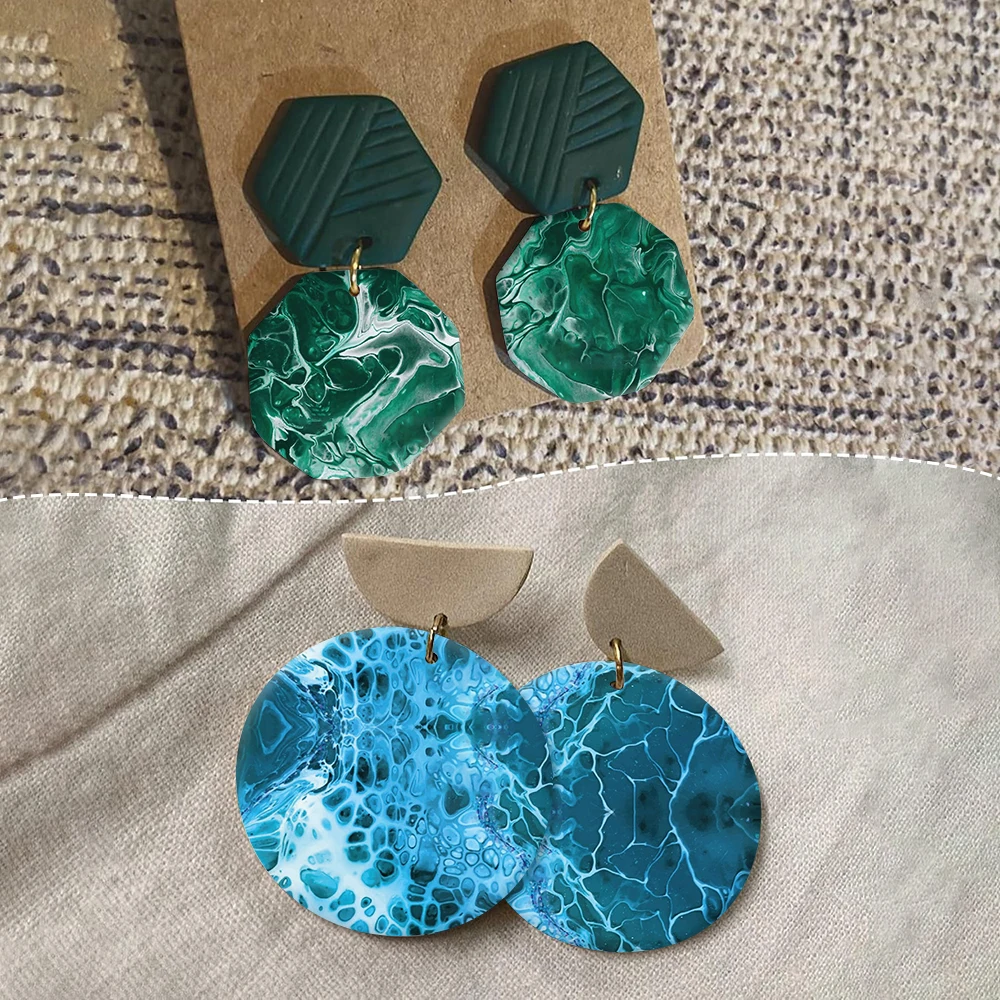 Water Ripple Abstract Pattern Soft Ceramic Earrings Water Soluble Disposable Stickers For DIY Jewelry Making Decal 2025