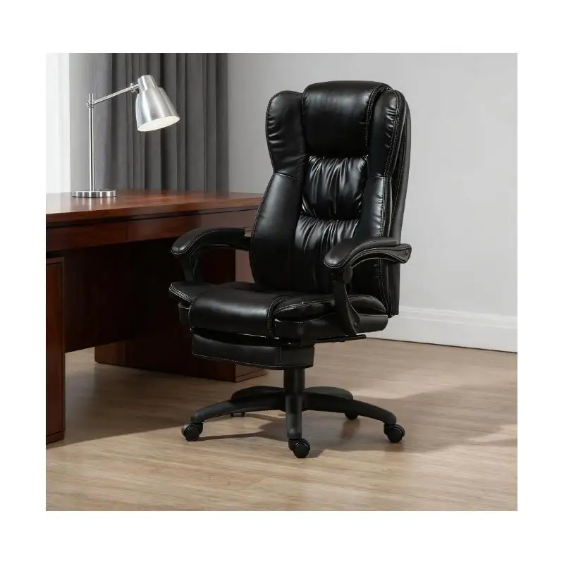 

Офисное кресло для массажа с высокой спинкой, 6-точечная вибрация, 5 режимов, вращающееся кресло из искусственной кожи для комфорта и отдыха