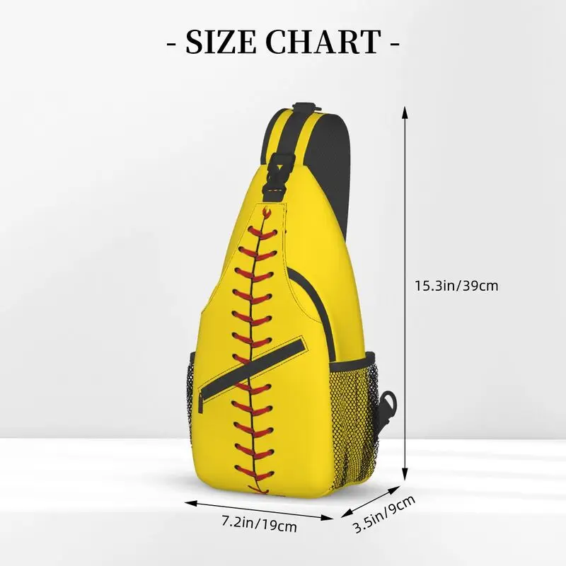 Softball Baseball Lace Sling Peito Crossbody Bag, Homens Moda Ombro Mochila para Viajar