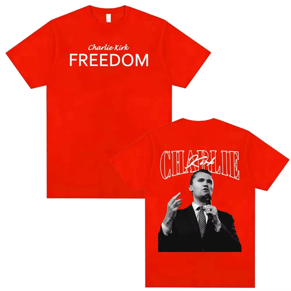 여성 여름 여성용 특대형 캐주얼 컴포트 티셔츠 스트리트웨어 Justice for Charlie Kirk Freedom Merch 티셔츠 하라주쿠