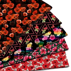 Red Series Blossom Flowers Florals Printed Polyester Pure Cotton Material Patchwork Tissue Sewing Quilting Fabrics Needlework