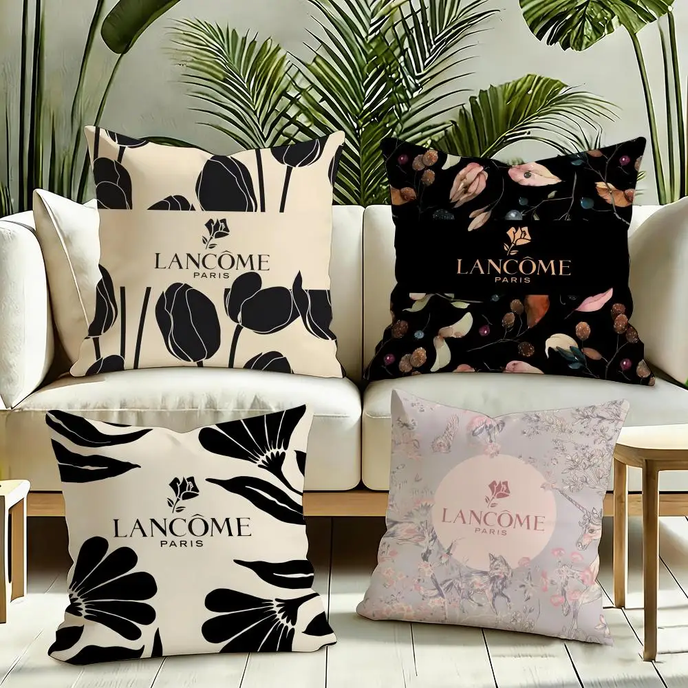 Funda de cojín con diseño L-Lancome, funda de almohada de felpa corta sedosa con cremallera invisible, a prueba de polvo, para decoración del hogar