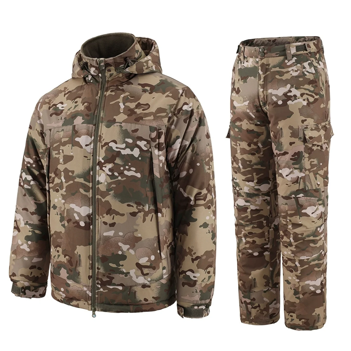 

Winter Outdoor Camouflage Cotton-Padded Thermal Jacket And Pants Set Men's Multi-Pocket Hunting Uniform Mountaineering Suit