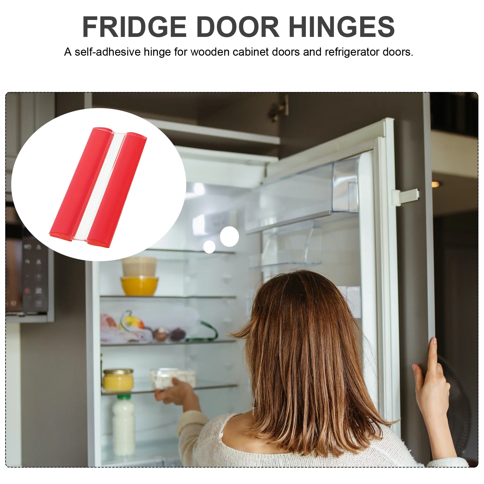 

2pcs Self Adhesive Hinge 80x33mm Acrylic Transparent Double Sided Tape for Wooden Cabinet Doors Fridge Door Plastic Hinges