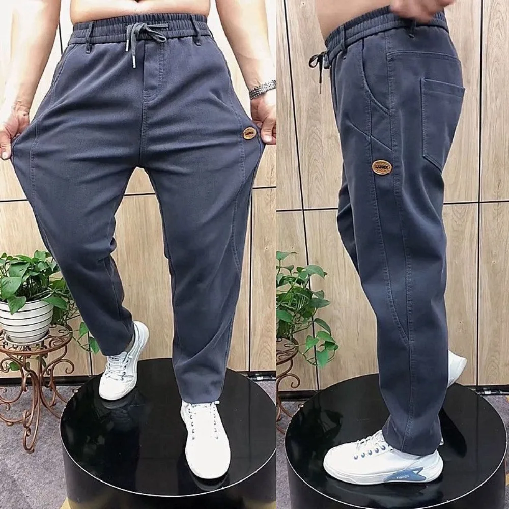 Spring New Men's Casual Pants Stretch All-match Fashion High Waist Straight Pants Middle-aged Loose Haren Pants y2k Clothes Men