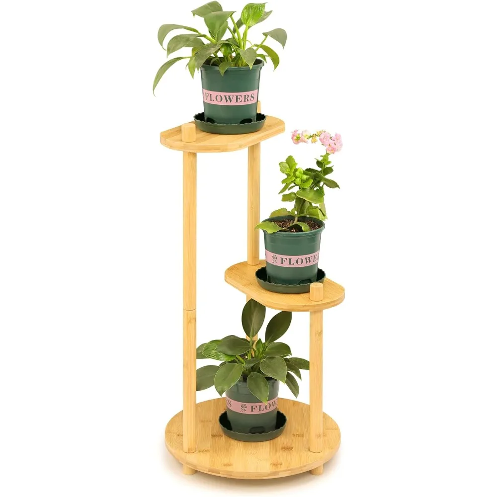 

Plant Stand Indoor, Outdoor Plant Stand, 3 Tiers Shelf Bamboo Stands for Indoor Plants Multiple, Holder for Living Room