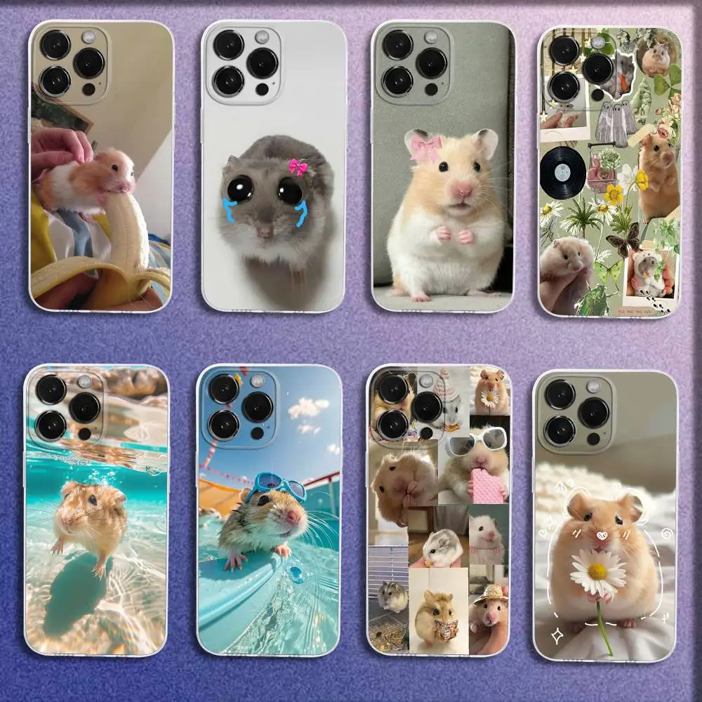 

Phone Case For iPhone 16,15,14,13,12,11 Plus,Pro,Max,XR,XS,Plus,E,Mini Transparent Cute Funny Hamster Mouse Cover