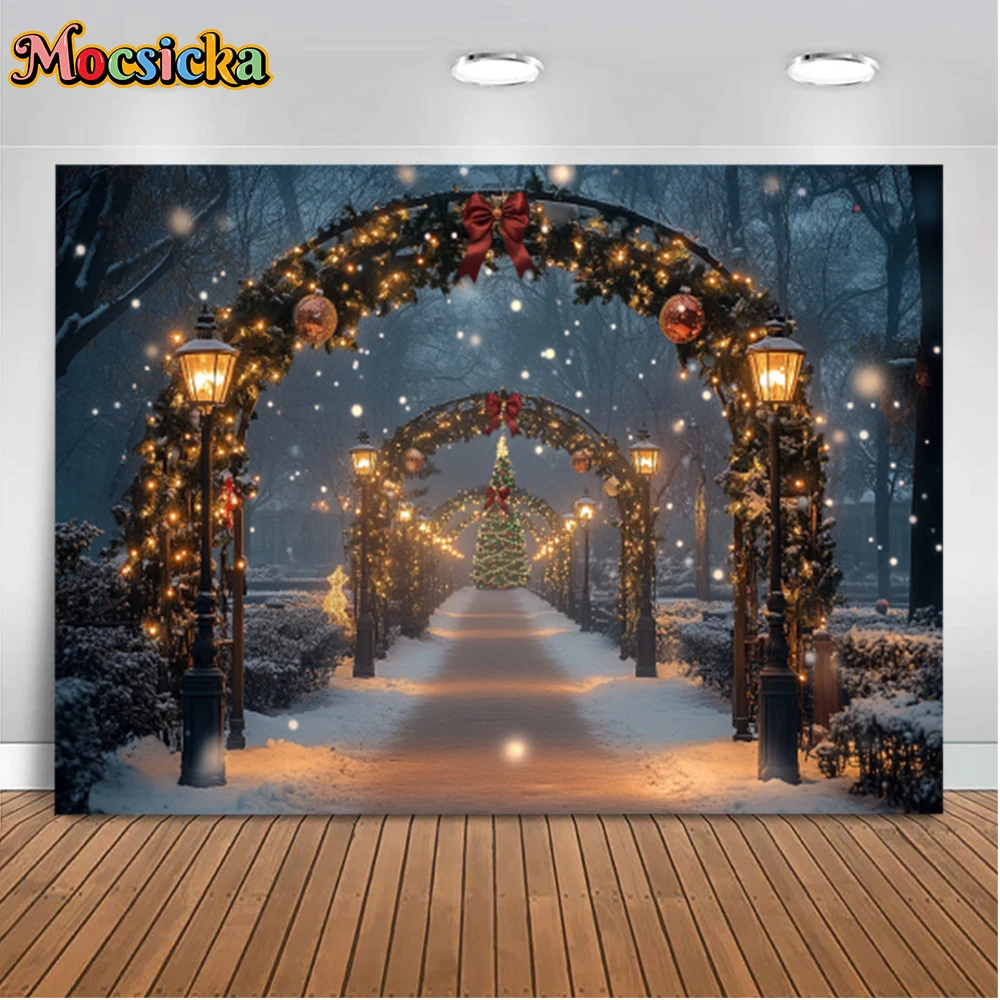 Mocsicka Winter Weihnachten Fotografie Hintergründe Park Pfad Weihnachten Baum Urlaub Party Familie Kinder Foto Kulissen Studio Requisiten