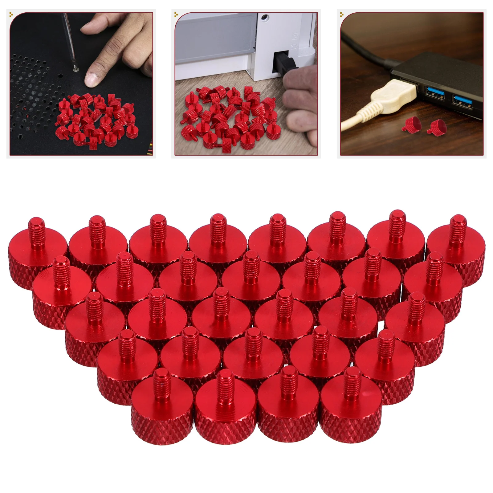 

30pcs Computer Adjustment Screws M3*6 Aluminum Alloy Knurled Thumb Screws For Pc Case Motherboard Mounting Hardware Fasteners