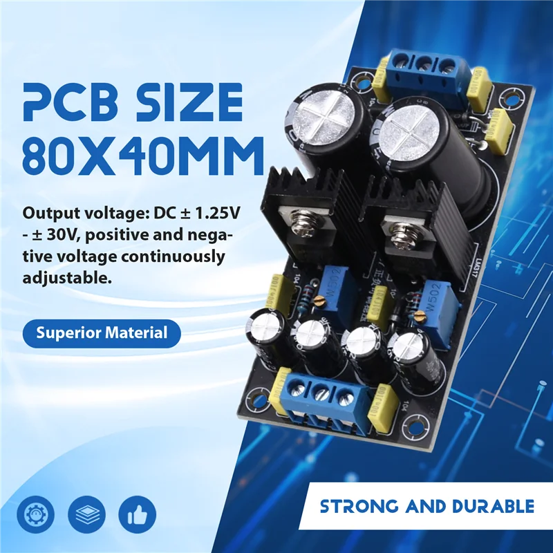 

A50U Positive Negative Adjustable AC To DC Power Supply LM317 LM337 Voltage Regulator Filter 5V 12V 15V 18V 24V