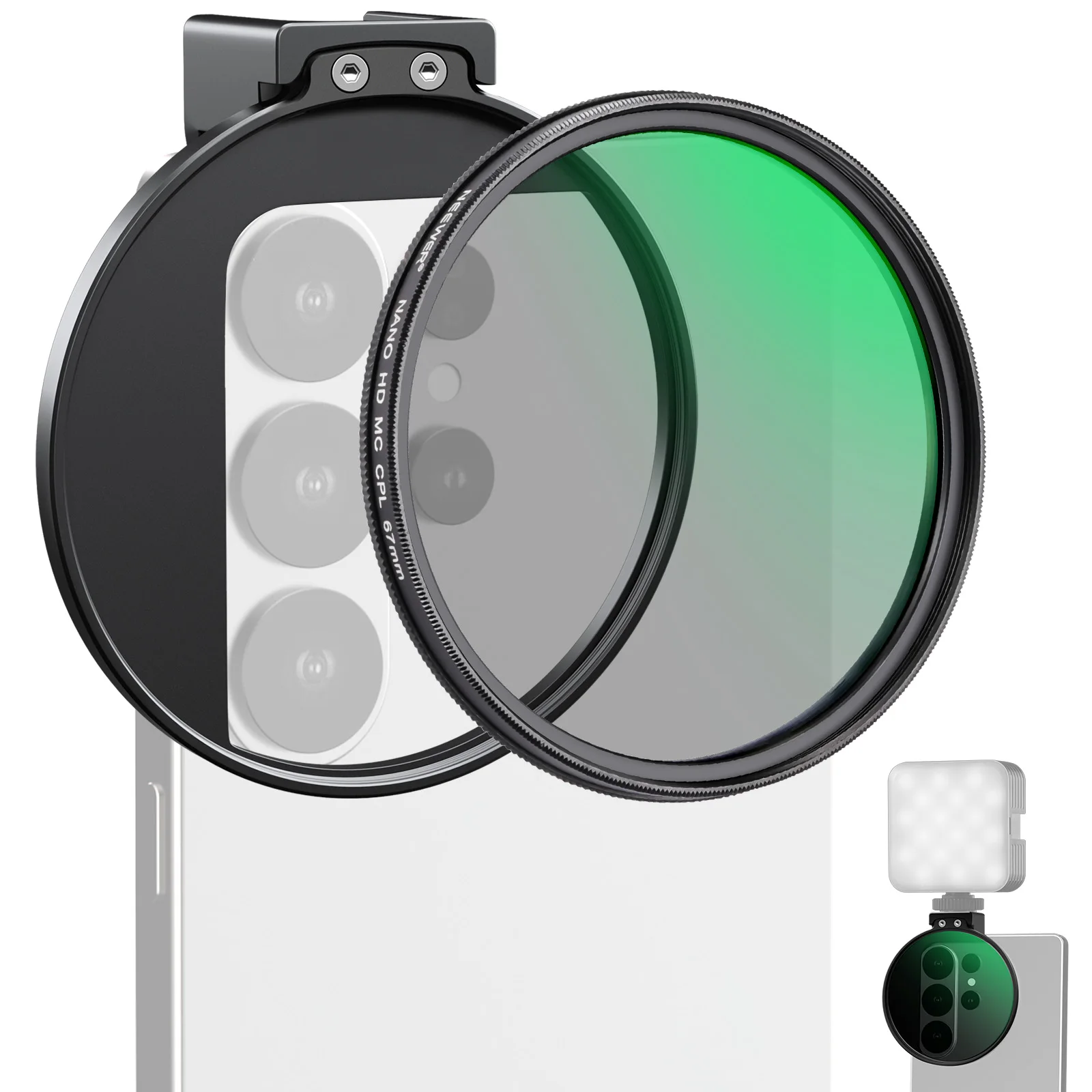 NEEWER 67mm Handy-CPL-Filter mit Cold-Shoe-Clip, HD-Zirkularpolarisationsfilter für Samsung S26 Ultra iPhone 17 Pro/Pro Max – Detail 1