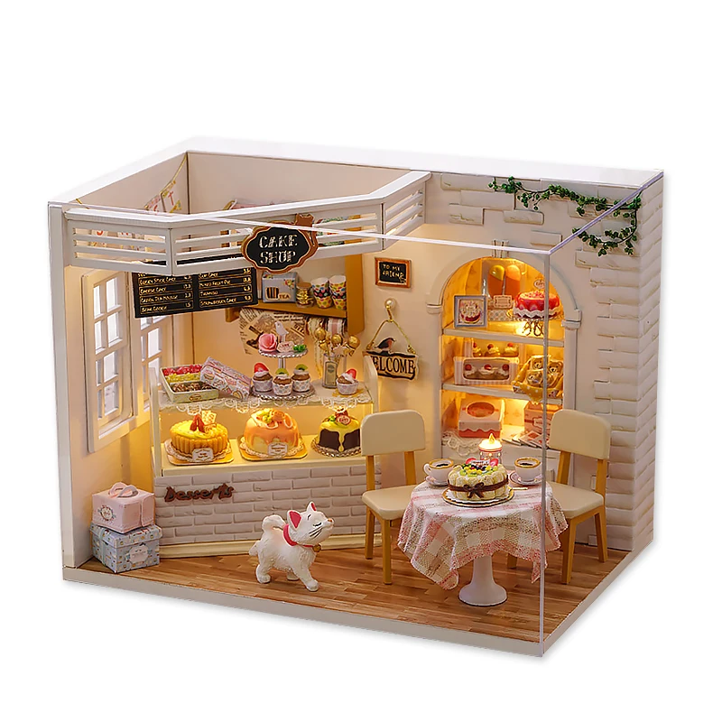 Wooden Miniature Doll House 3D Puzzle Assembly Building Model Toys Home Decoration With Furniture LED Lights Toy Xmas Gifts