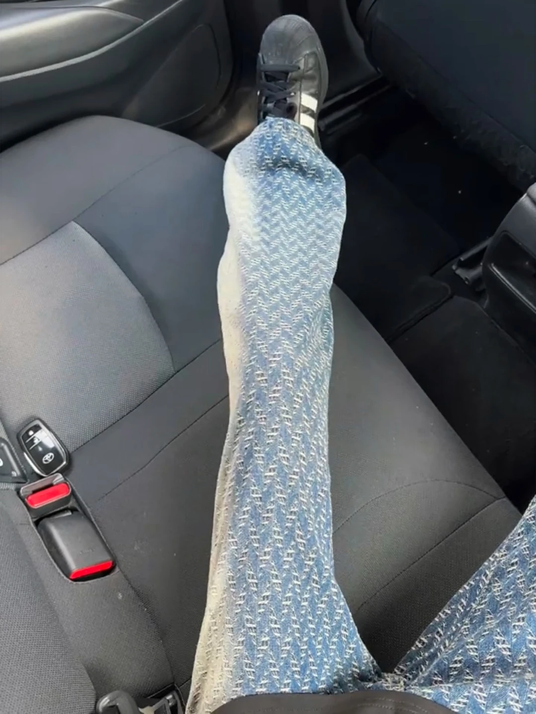 

Blue Floral Print Bell Bot Jeans Men's American High Street Slim Straight Cleanfit Casual Jeans mid Waist Zipper Fly