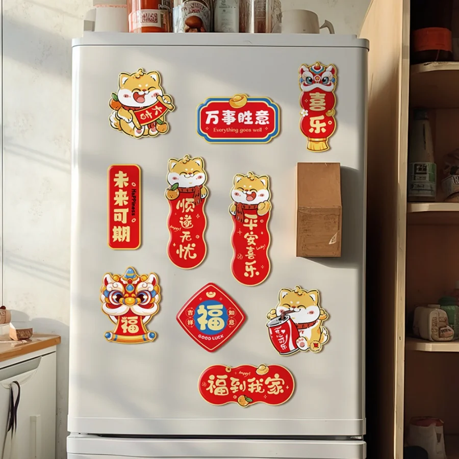 6pcs/pack 2025 Year of the Snake Spring Festival refrigerator magnetic sticker Chinese New Year furniture sticker blessing gift