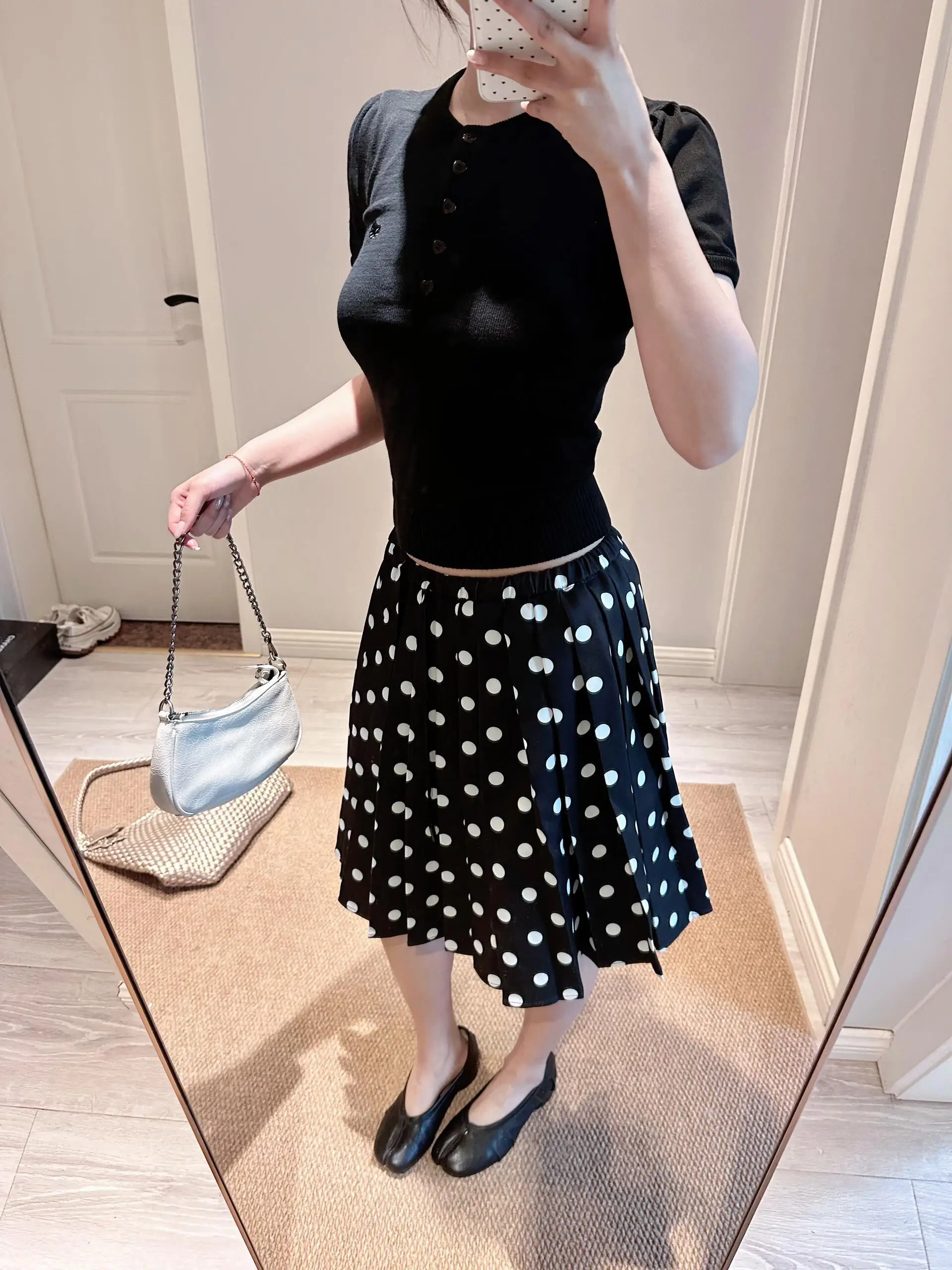 Retro Black Polka Dot Halter Neck  Dress Women's Summer Casual High Quality Pleated Skirt City Commute Daily Travel
