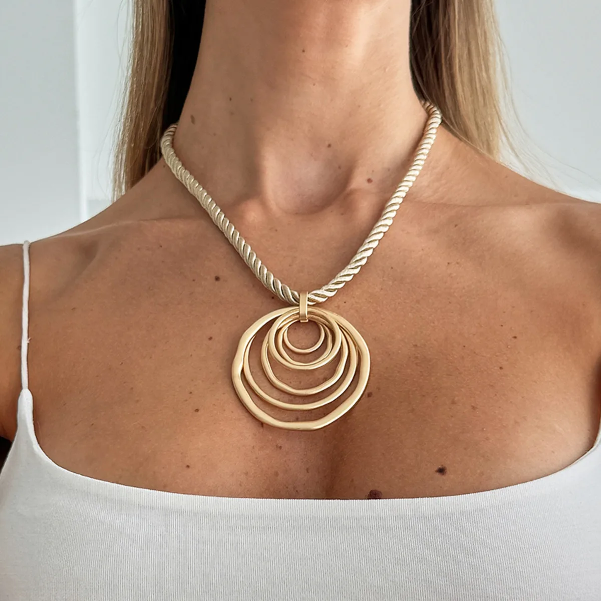 SHIXIN الهيب هوب الجوف التدريجي هندسية مربع قلادة قلادة المرأة 2026 موضة قابل للتعديل حبل سلسلة قلادة مجوهرات الحفلات هدية #3