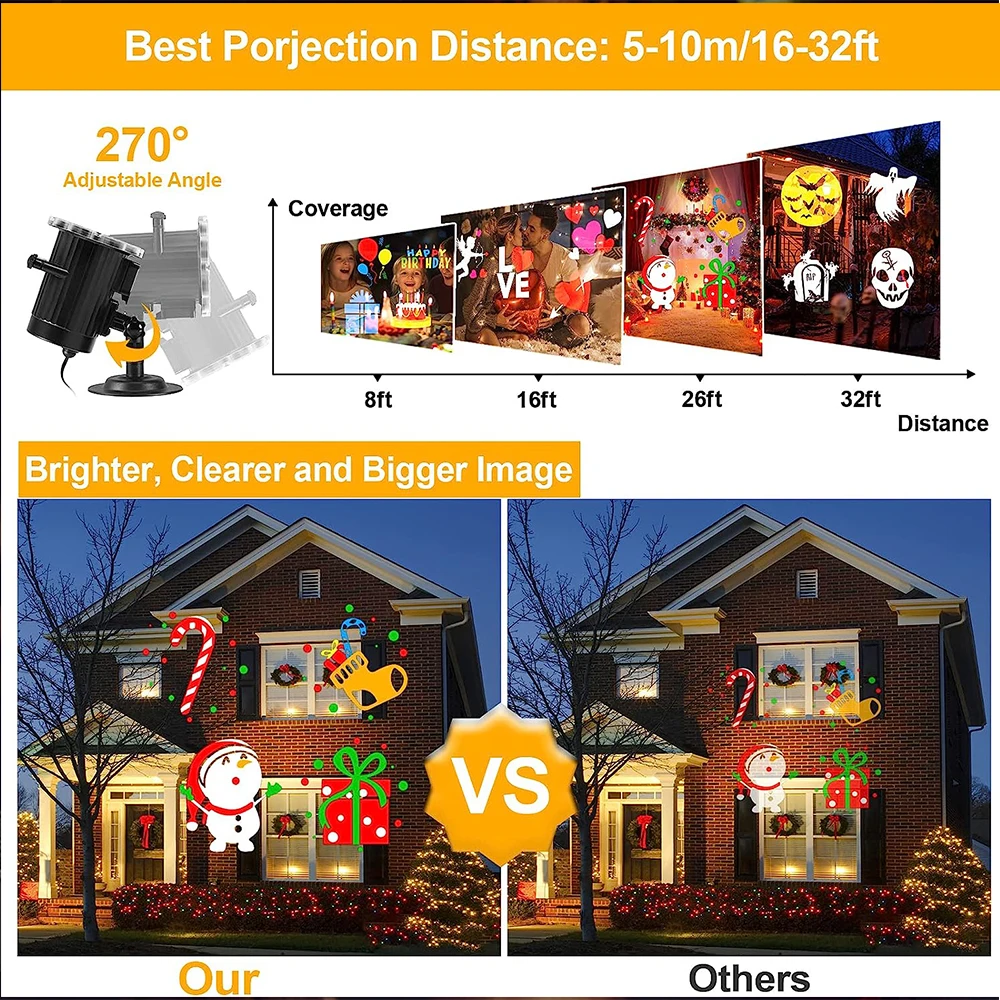 Christmas Party Lights LED Laser Snowflake Projector Stage Lights Rotating Xmas Pattern Holiday Lighting Outdoor Garden Decor