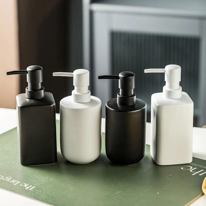 1pc Ceramic Bottling Bottle Hand Soap, Shower Gel, Shampoo Bottle Bathroom Supplies Lotion Press Bottle Bathroom Accessories