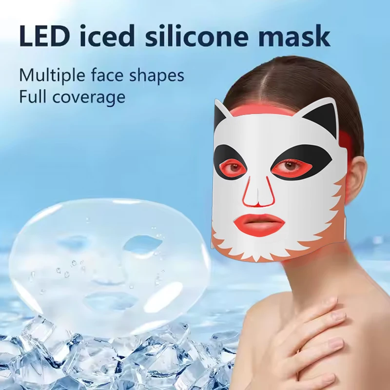 赤色光マスク内蔵バッテリーフェイスマスク 3 色 USB プラグ 460NM 590NM 630NM 850NM アイスフェイシャルイエローブルー LED 赤色光療法