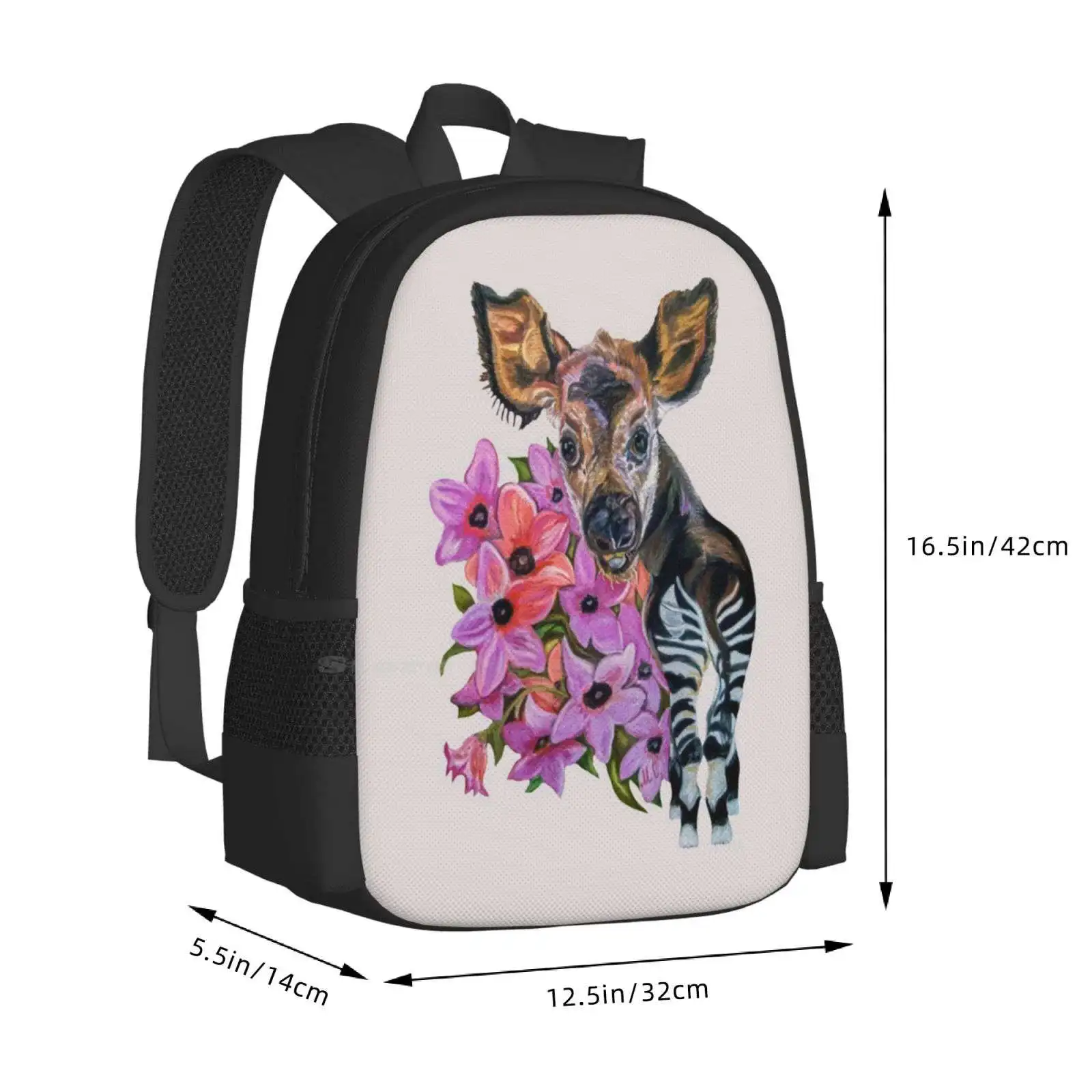 Mochila de diseño con estampado 3D para bebé, bolsa de estudiante Okapies, cebra, jirafa, jirafa, congolesa, animales lindos, bebé, animales africanos