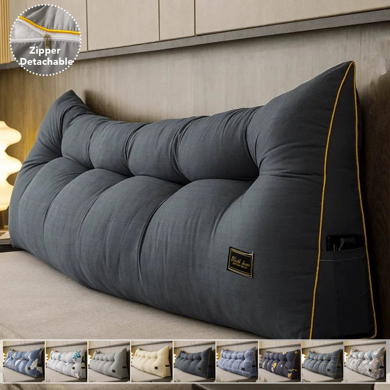 

Detachable Headboard Cushion with Triangular Pillow and Filling Material Suitable for Reading and Relaxing on The Bedroom Sofa