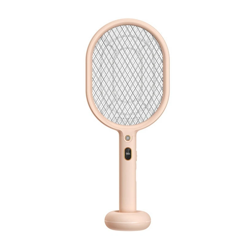 Raquete assassino do mosquito elétrico, Swatter Fly portátil, Bug Zapper recarregável, interior e exterior, rosa