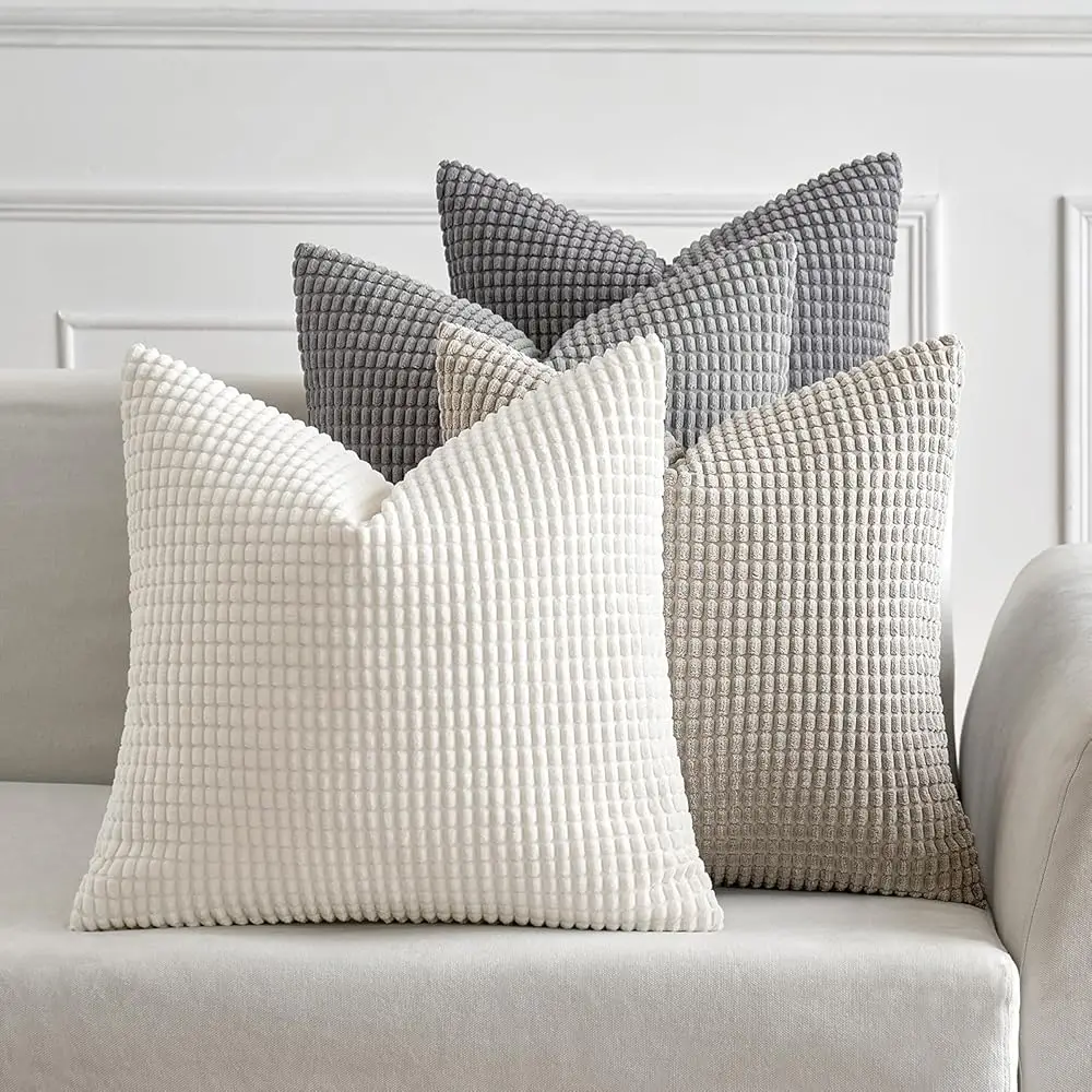 

Timel Neutral Pillow Covers 18X18 H Set Of 4 Mid Modern Grey Throw Pillows Rustic Corduroy Couch Pillowcases Nordic Home Decor
