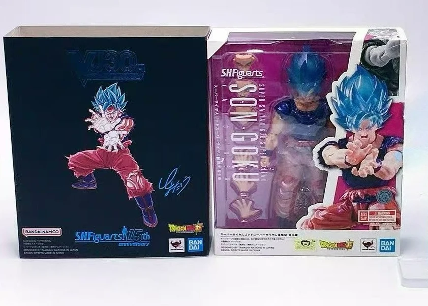 Original Bandai S.h.figuarts Jump V30th Dragon Ball Z Shf Super Saiyan Dios Son Goku Ssgss Kaio-ken decoración de modelos coleccionables