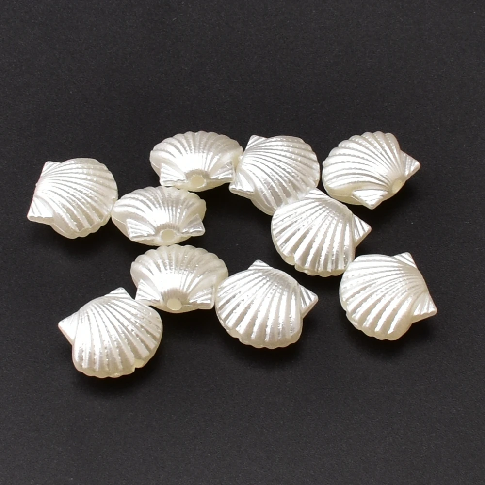 20pcs/lot beige Shell beads ABS imitation pearl round straight hole  DIY accessories for jewelry making