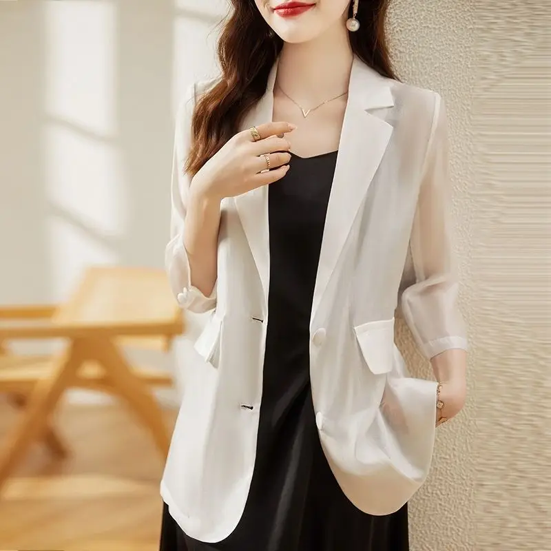 Blazer de bolso elegante de lapela feminino, tops casuais, ternos de senhora do escritório, roupas que combina com tudo, monocromático, extragrande,