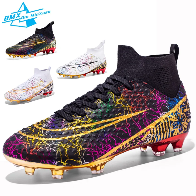 Soccer Shoes Man FG/TF High Ankle Outdoor Cleats Kids Football Boots Indoor Grass Cleats Training Match Sneakers EUR 33-47#