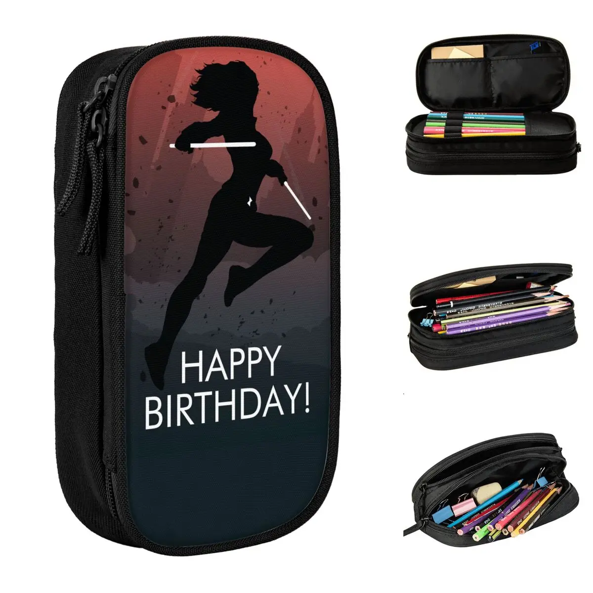 Black Widow Heroic Silhouette Pencil Case Pencilcases Pen Box for Student Big Capacity Bags School Supplies Cosmetic Stationery